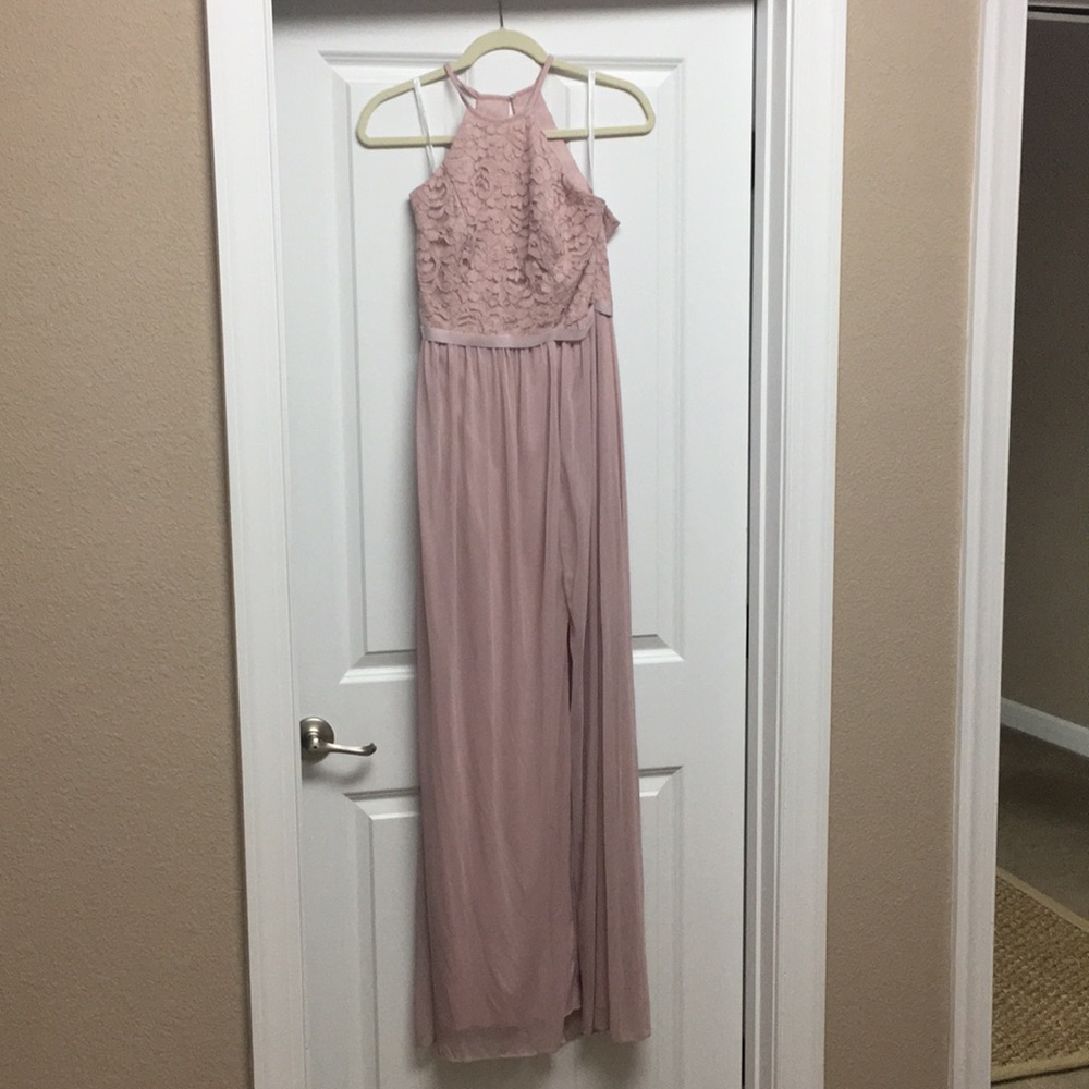 Open back lace bridesmaid dress